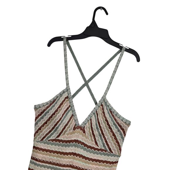 Missoni Knit Bodycon Mini Dress‎ Size 10 Multicolor Striped Boho Crisscross Back - Picture 5 of 13